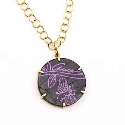 Gucci 18K Gold Sugilite Flora St.Tropez Pendant Necklace