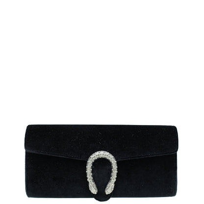 Gucci Black Velvet Dionysus Crystal Clutch