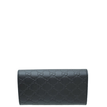 Gucci Black GG Guccissima Bow Continental Wallet