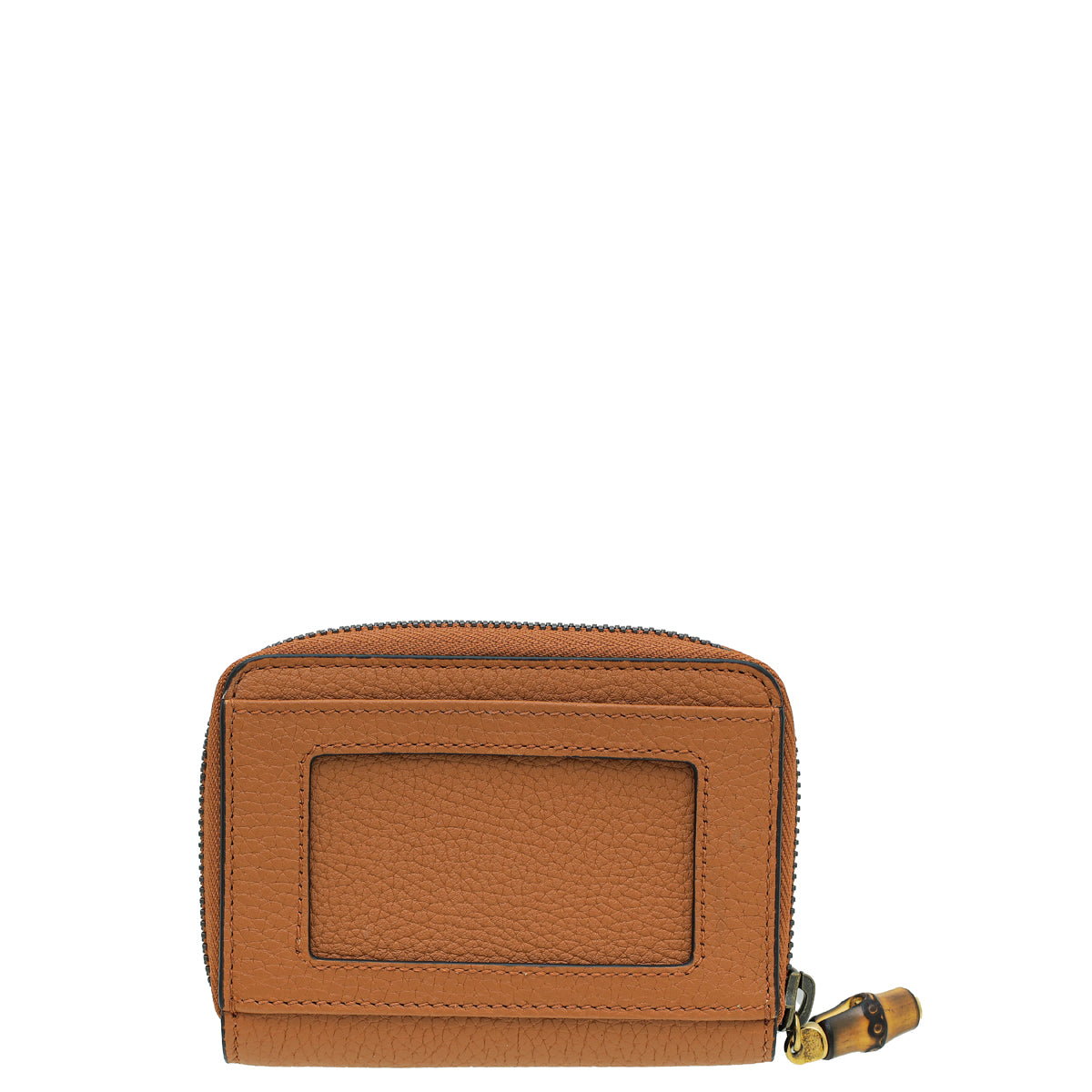 Gucci Brown Bamboo Double G Zip Card Case