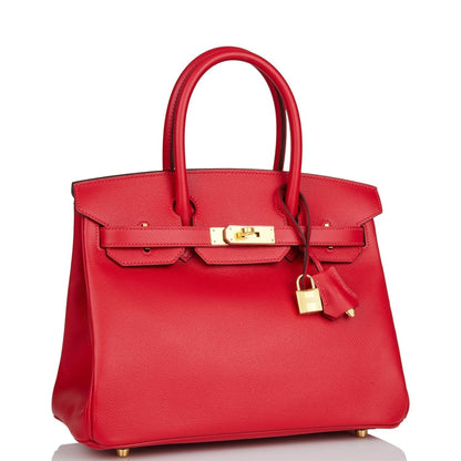 Hermes Birkin 30 Rouge Casaque Epsom Gold Hardware