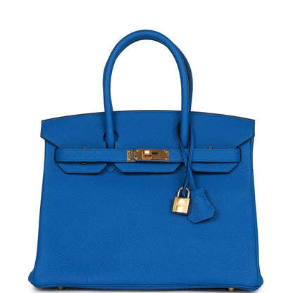 Hermes Birkin 30 Bleu Zellige Togo Gold Hardware