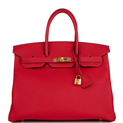 Hermes Birkin 35 Rouge Casaque Togo Gold Hardware