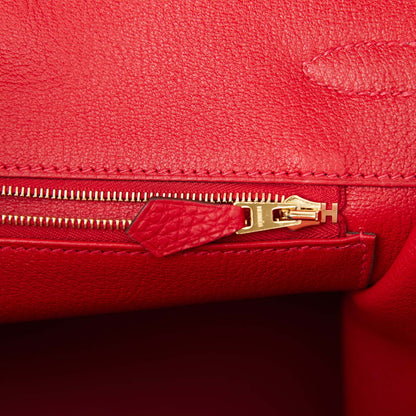 Hermes Birkin 35 Rouge Casaque Togo Gold Hardware