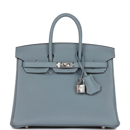 Hermes Birkin 25 Bleu Lin Verso Togo Palladium Hardware