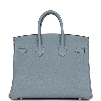 Hermes Birkin 25 Bleu Lin Verso Togo Palladium Hardware