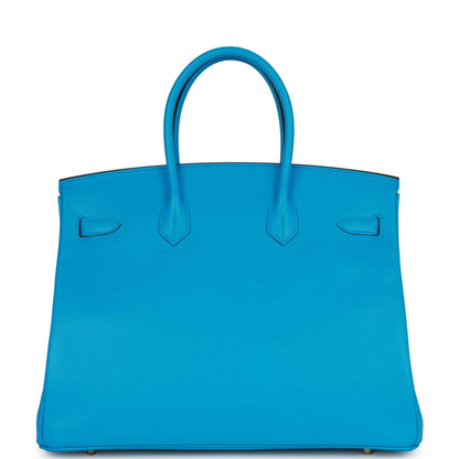 Hermes Birkin 35 Bleu Frida Epsom Gold Hardware