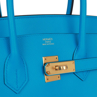 Hermes Birkin 35 Bleu Frida Epsom Gold Hardware