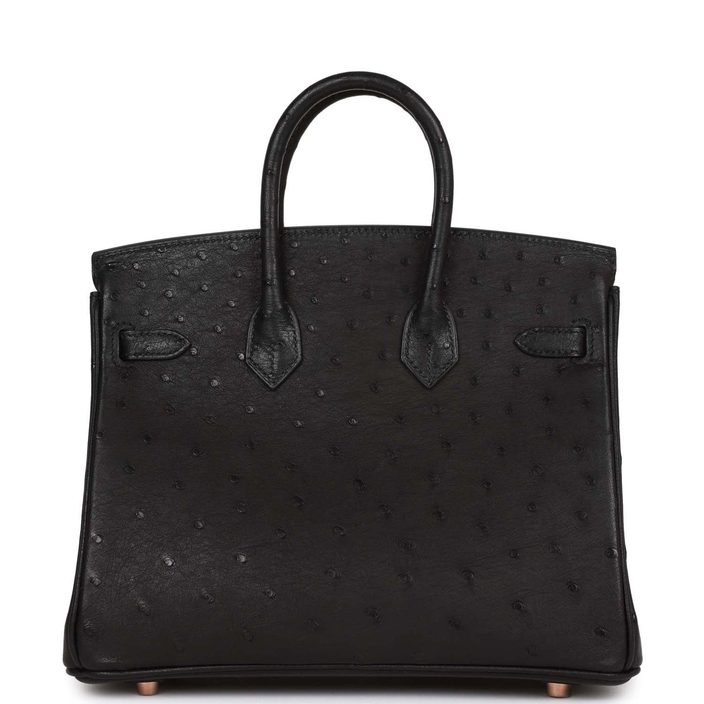 Hermes Birkin 25 Black Ostrich Rose Gold Hardware