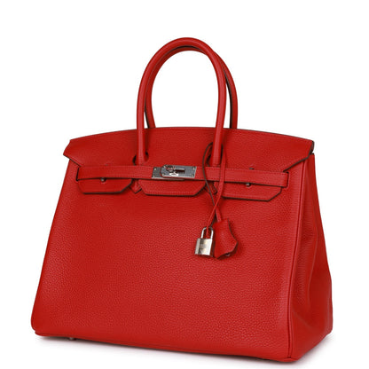 Hermes Birkin 35 Rouge Casaque Clemence Palladium Hardware