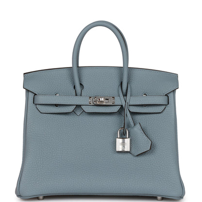 Hermes Birkin 25 Bleu Lin Verso Togo Palladium Hardware