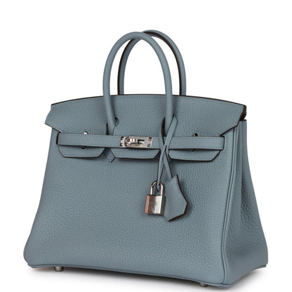 Hermes Birkin 25 Bleu Lin Verso Togo Palladium Hardware