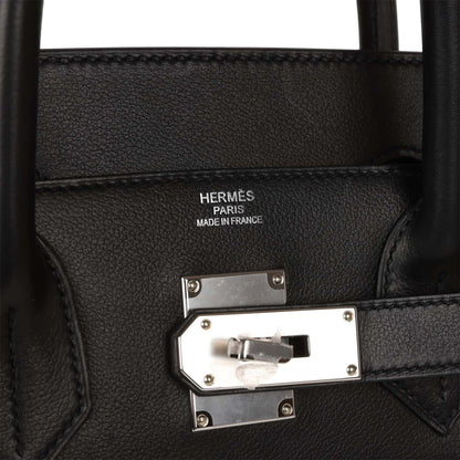 Hermes Birkin 40 HAC Black Evercolor and Toile Palladium Hardware