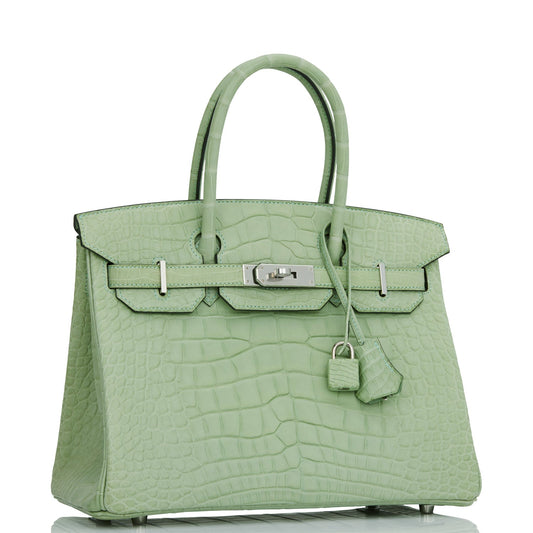 Hermes Birkin 30 Vert D'Eau Matte Alligator Palladium Hardware