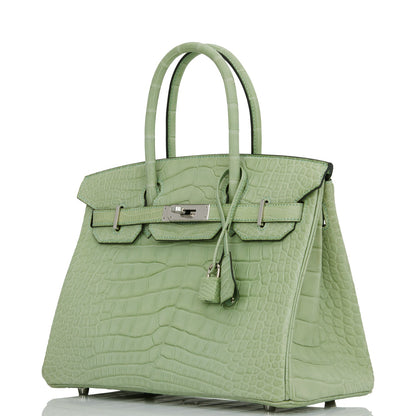 Hermes Birkin 30 Vert D'Eau Matte Alligator Palladium Hardware