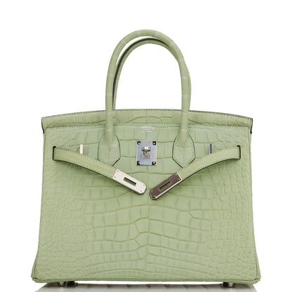 Hermes Birkin 30 Vert D'Eau Matte Alligator Palladium Hardware