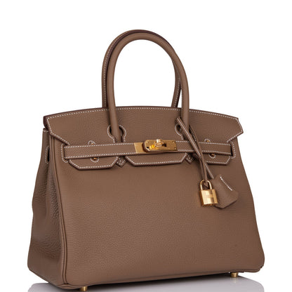 Hermes Birkin 30 Etoupe Clemence Gold Hardware