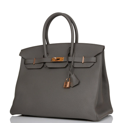 Hermes Birkin 35 Etain Togo Rose Gold Hardware