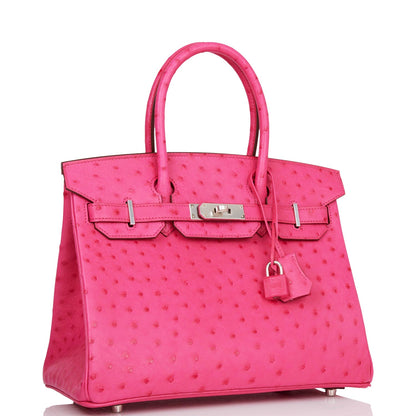 Hermes Birkin 30 Rose Tyrien Ostrich Palladium Hardware