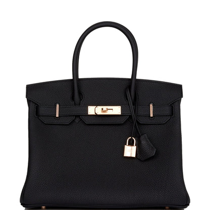 Hermes Birkin 30 Black Togo Rose Gold Hardware