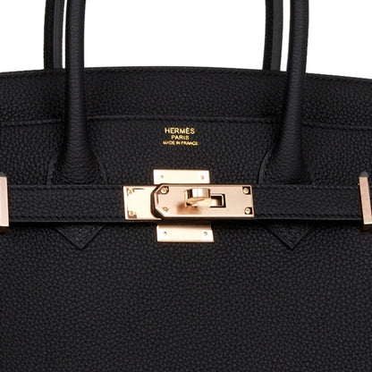 Hermes Birkin 30 Black Togo Rose Gold Hardware