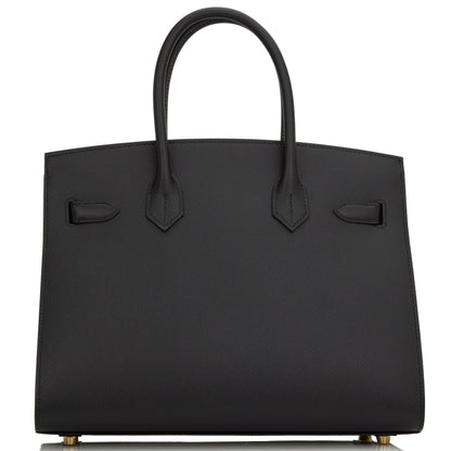 Hermes Birkin Sellier 30 Black Epsom Gold Hardware