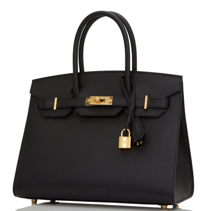 Hermes Birkin Sellier 30 Black Epsom Gold Hardware