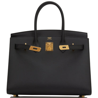 Hermes Birkin Sellier 30 Black Epsom Gold Hardware