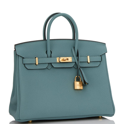 Hermes Birkin 25 Ciel Togo Gold Hardware