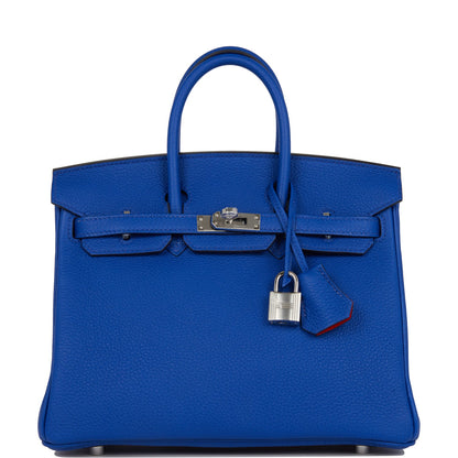 Hermes Birkin 25 Bleu Royal Verso Togo Palladium Hardware