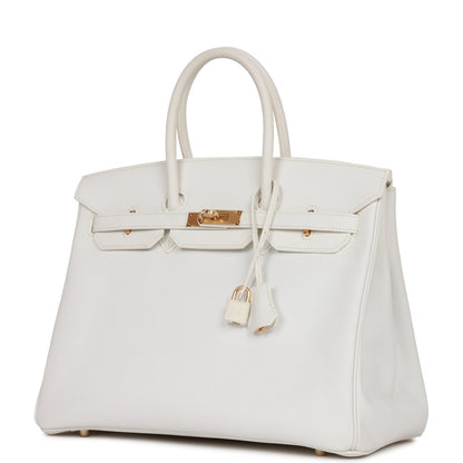 Hermes Birkin 35 White Epsom Gold Hardware