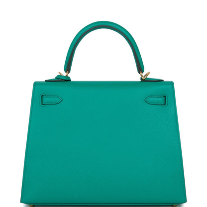 Hermes Kelly Sellier 25 Vert Jade Epsom Gold Hardware