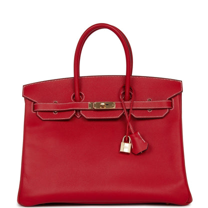 Hermes Birkin 35 Rouge Casaque Candy Epsom Permabrass Hardware