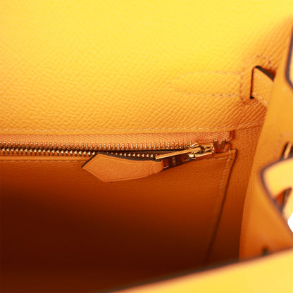 Hermes Special Order (HSS) Kelly Sellier 25 Jaune D'Or Epsom Permabrass Hardware