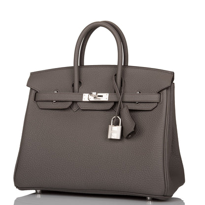 Hermes Birkin 25 Etain Togo Palladium Hardware