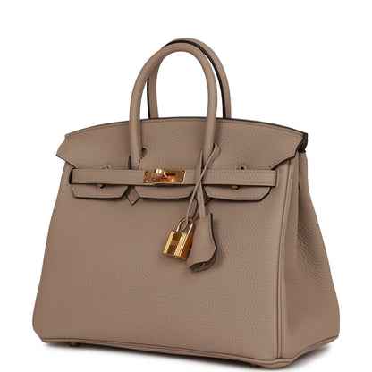 Hermes Birkin 25 Gris Tourterelle Togo Gold Hardware