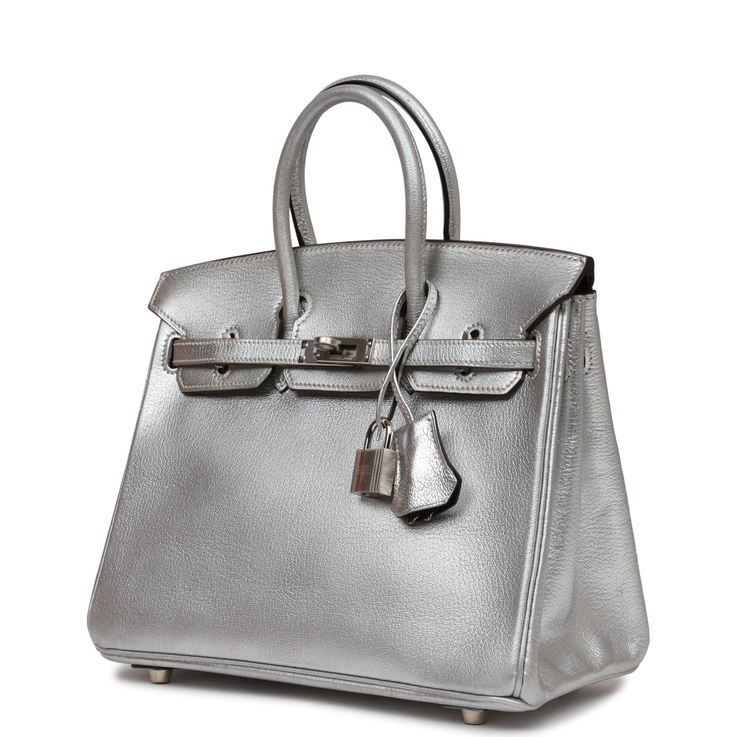 Hermes Birkin 25 Silver Metallic Chevre Palladium Hardware