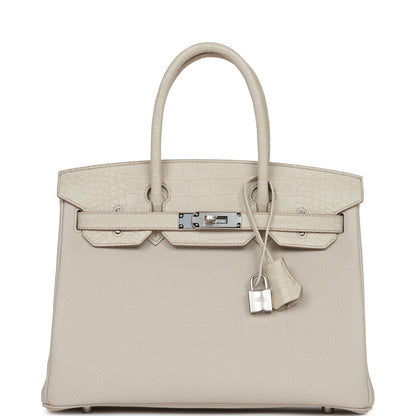 Hermes Birkin 30 Beton Matte Alligator and Togo Touch Palladium Hardware