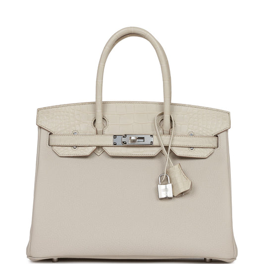 Hermes Birkin 30 Beton Matte Alligator and Togo Touch Palladium Hardware