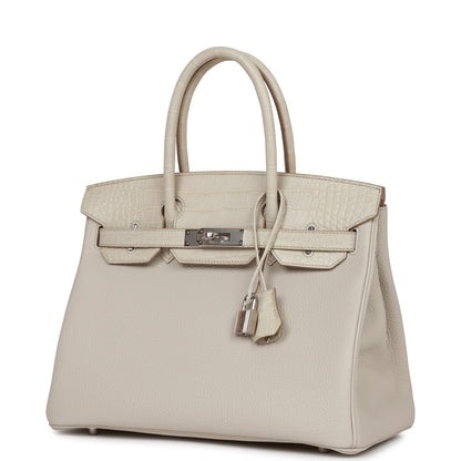 Hermes Birkin 30 Beton Matte Alligator and Togo Touch Palladium Hardware