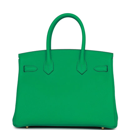 Hermes Birkin 30 Menthe Clemence Gold Hardware