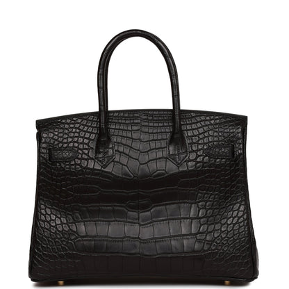 Hermes Birkin 30 Black Matte Alligator Gold Hardware