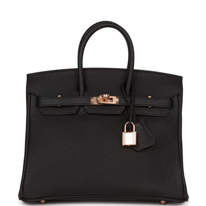 Hermes Birkin 25 Black Togo Rose Gold Hardware