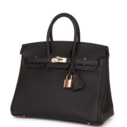 Hermes Birkin 25 Black Togo Rose Gold Hardware