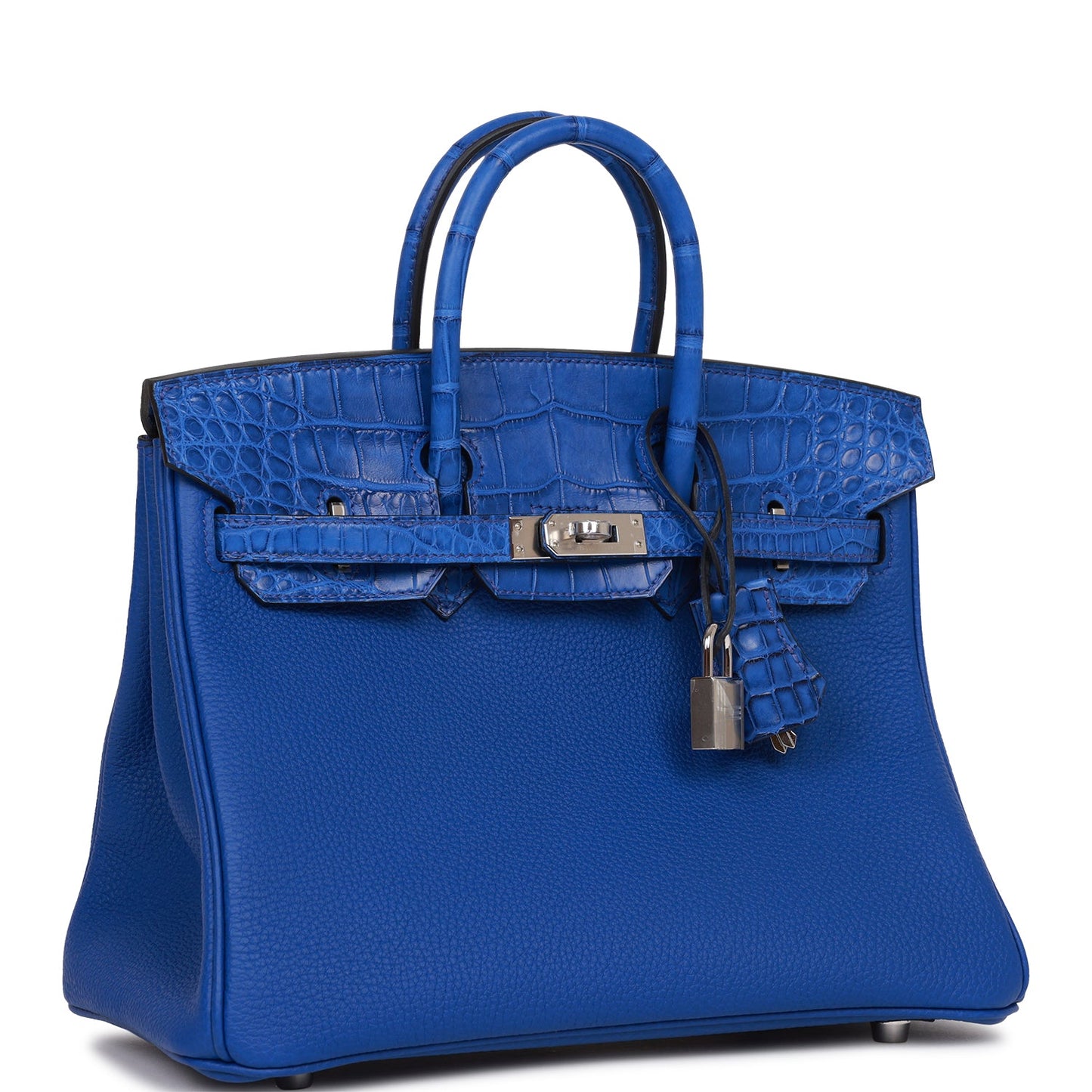 Hermes Birkin 25 Bleu Royal Matte Alligator and Togo Touch Palladium Hardware