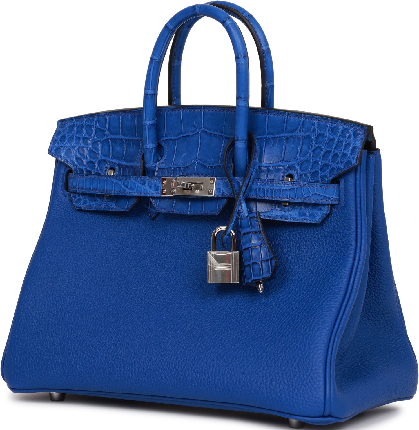 Hermes Birkin 25 Bleu Royal Matte Alligator and Togo Touch Palladium Hardware