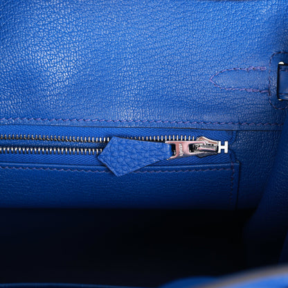 Hermes Birkin 25 Bleu Royal Matte Alligator and Togo Touch Palladium Hardware