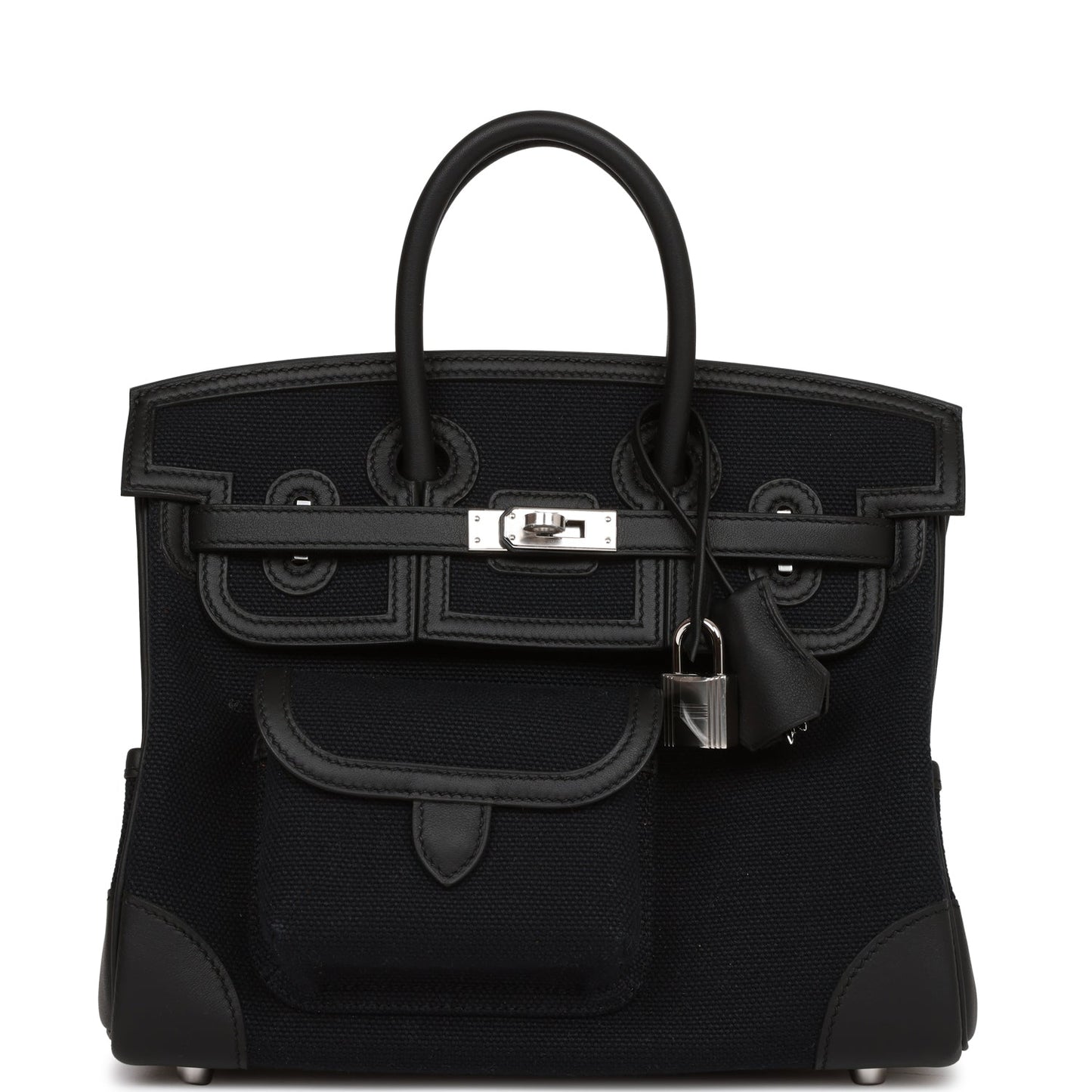 Hermes Birkin Cargo 25 Black Swift and Toile Canvas Palladium Hardware