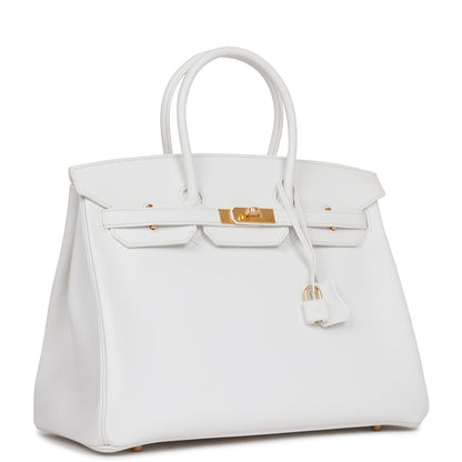 Hermes Birkin 35 White Epsom Gold Hardware