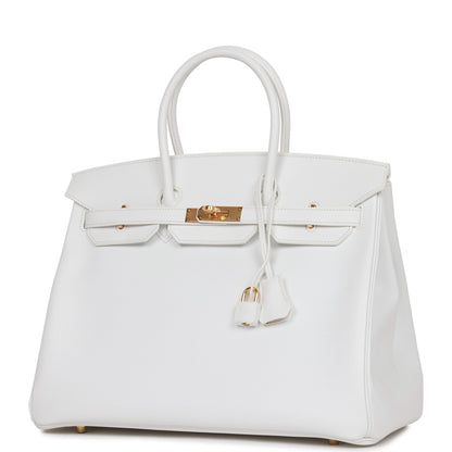 Hermes Birkin 35 White Epsom Gold Hardware